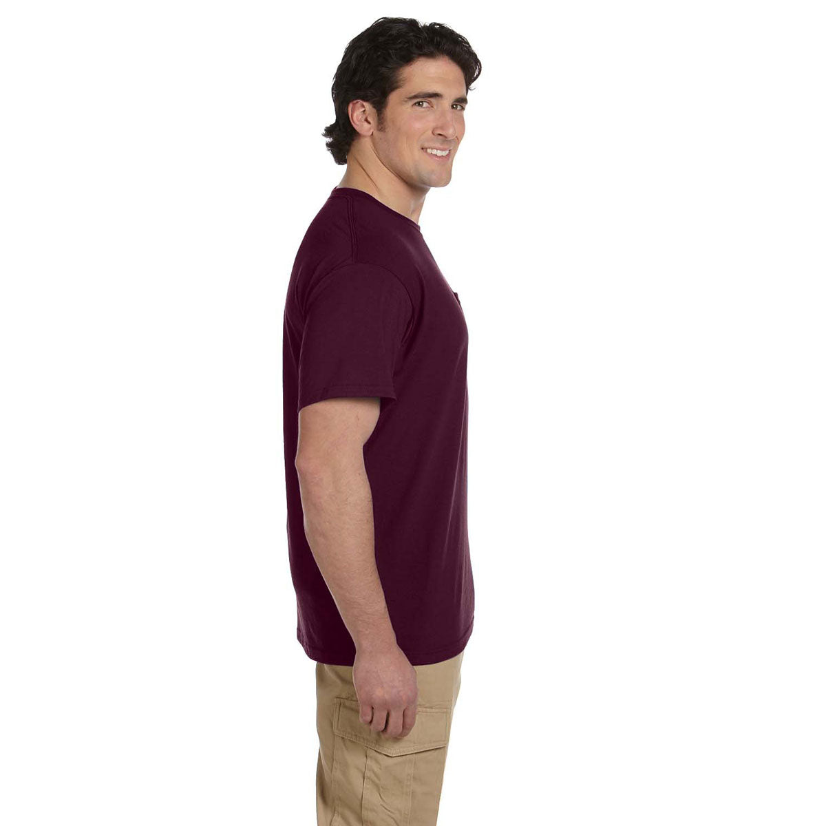 Jerzees Men's Maroon 5.6 Oz Dri-Power Active Pocket T-Shirt - Ideal for Casual Style