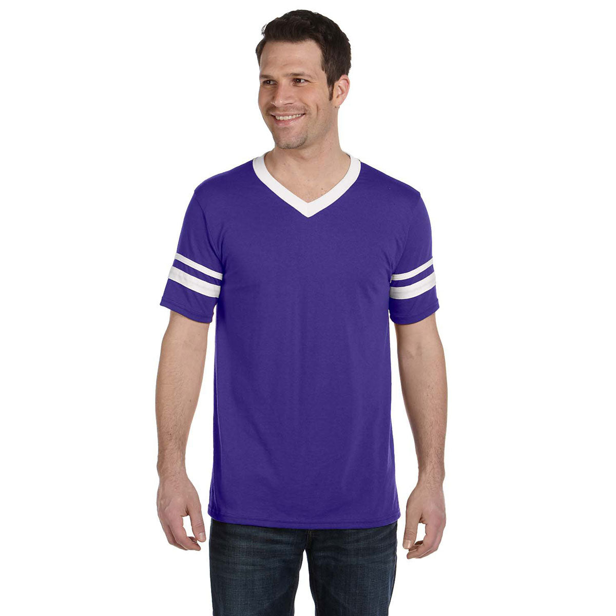 Augusta Sportswear Men's Stunning Purple/White Sleeve Stripe Jersey