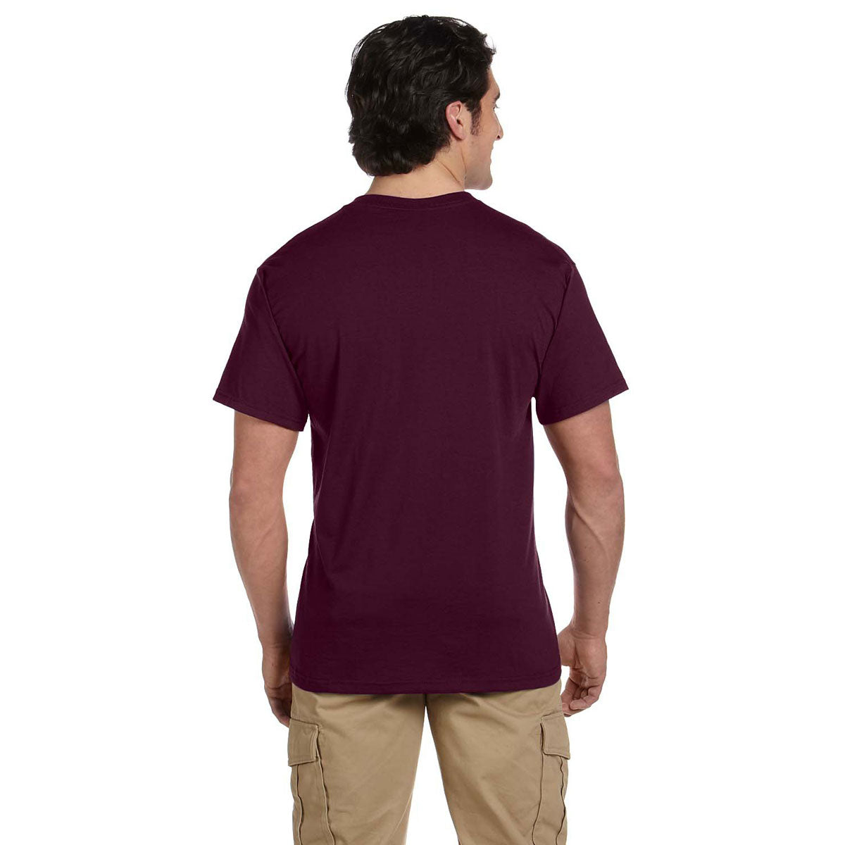 Jerzees Men's Maroon 5.6 Oz Dri-Power Active Pocket T-Shirt - Ideal for Casual Style