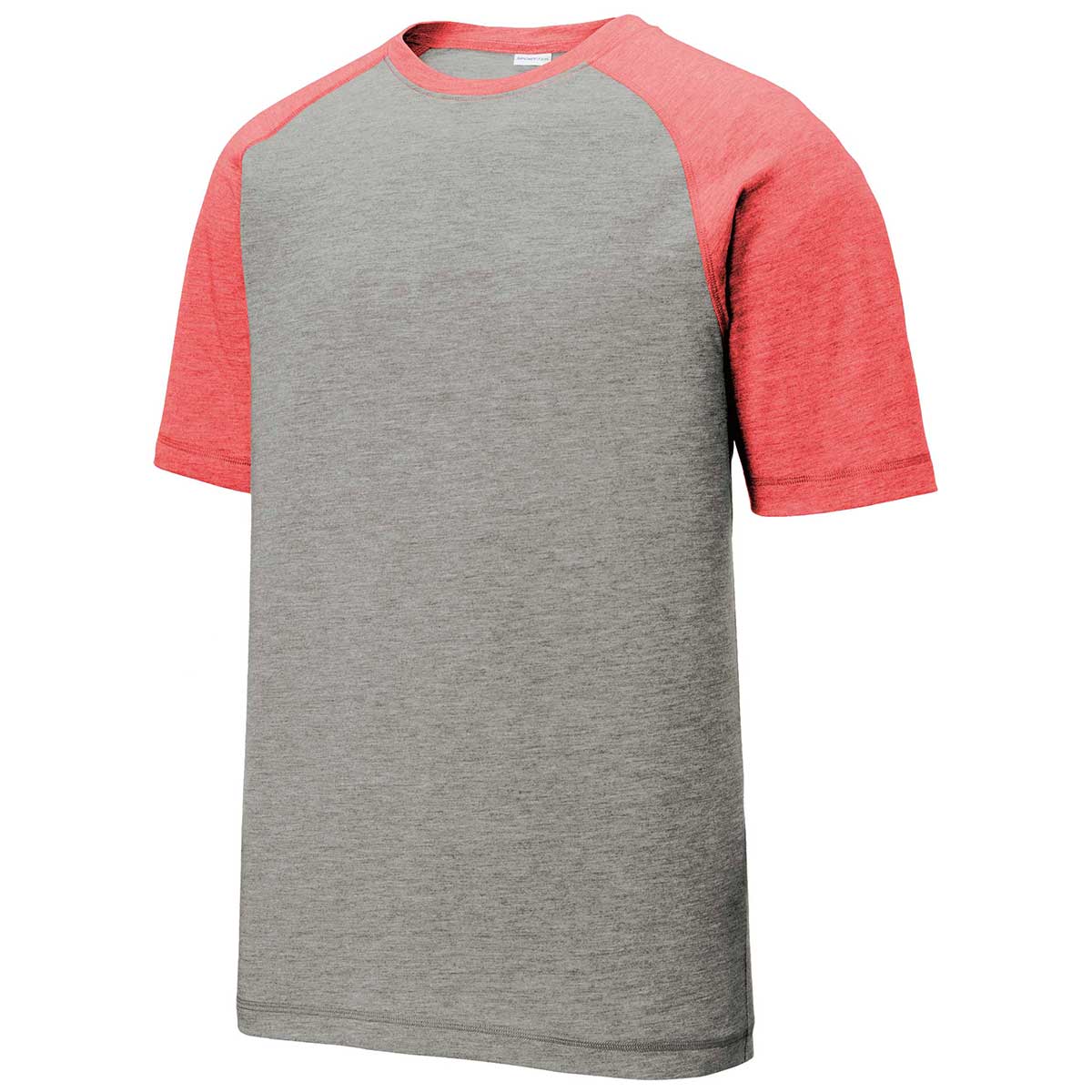 Sport-Tek Men's Stunning Red & Grey Heather PosiCharge Tri-Blend Wicking Raglan Tee