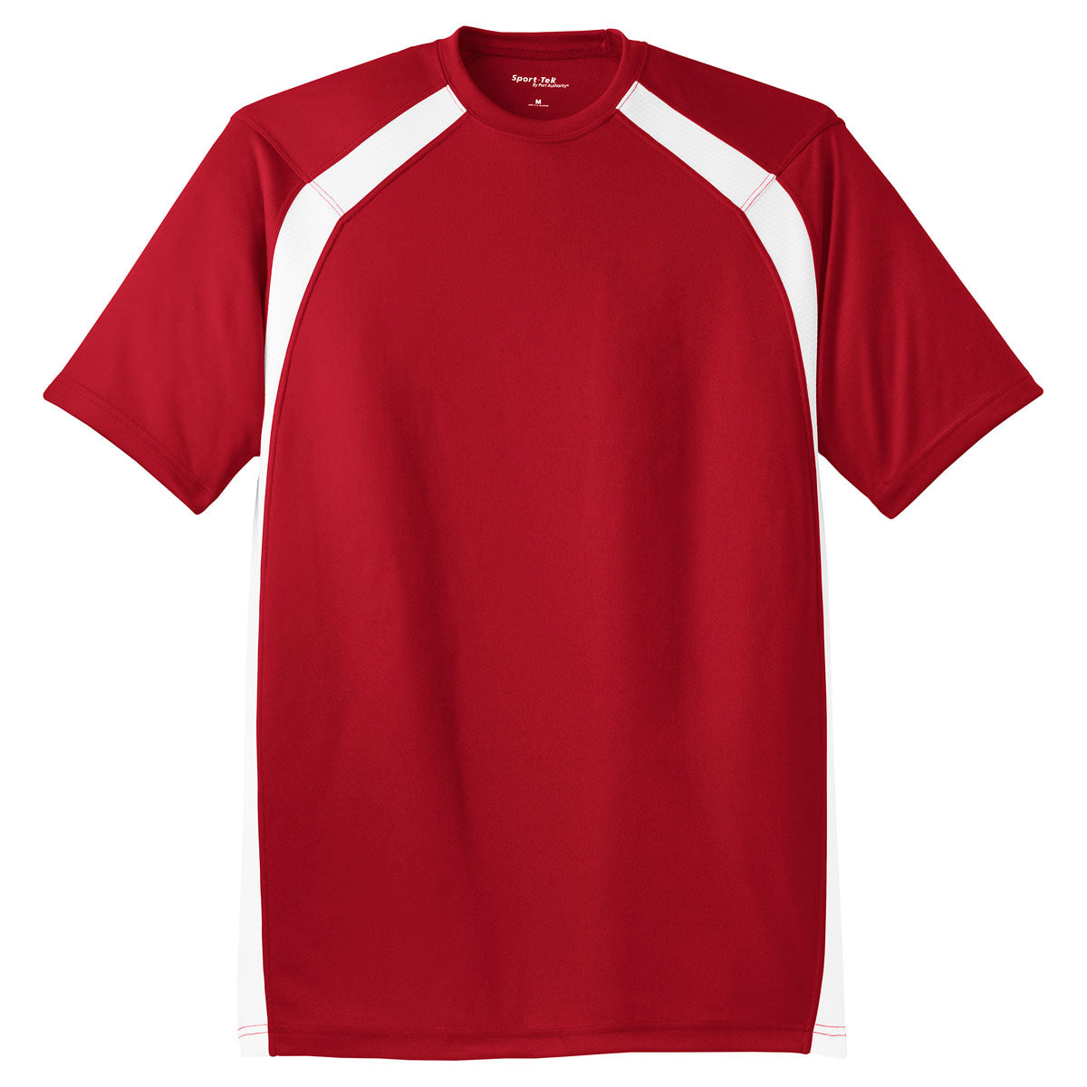 Sport-Tek Men's Stunning True Red/White Dry Zone Colorblock Crew T-Shirt