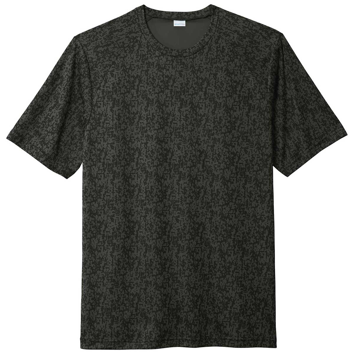 Sport-Tek Men's Black PosiCharge Digital Camo Short Sleeve Tee: A Fashionable Camo Marvel