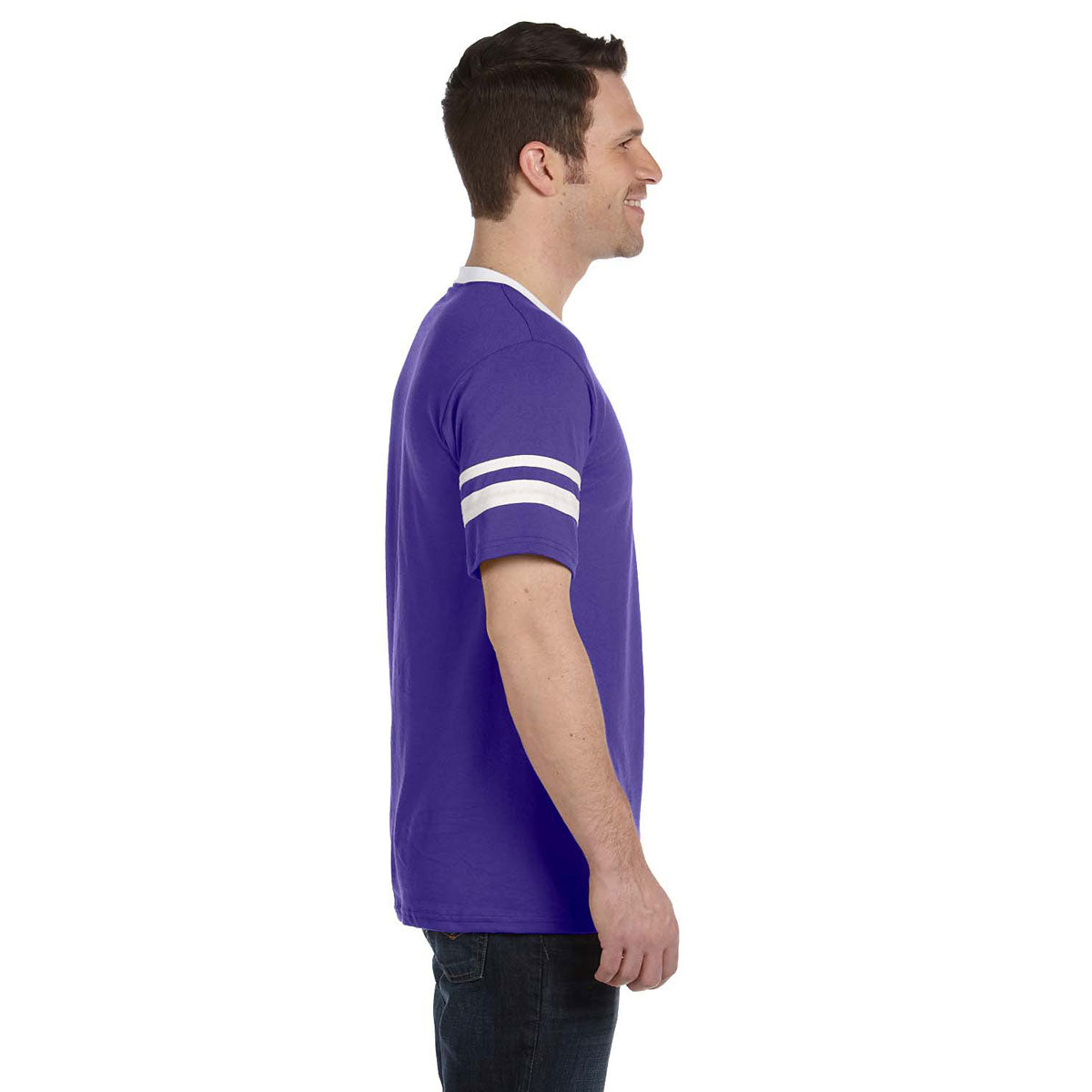 Augusta Sportswear Men's Stunning Purple/White Sleeve Stripe Jersey