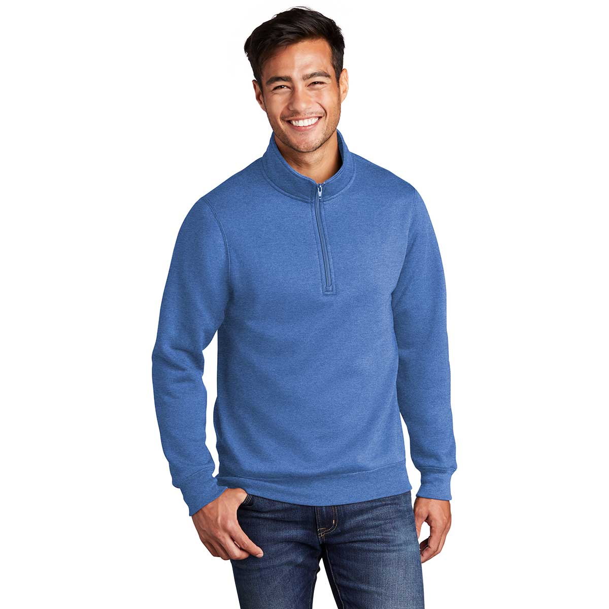 Port & Company Men's Heather Royal Core Fleece: Stylish 1/4 Zip Pullover Sweatshirt