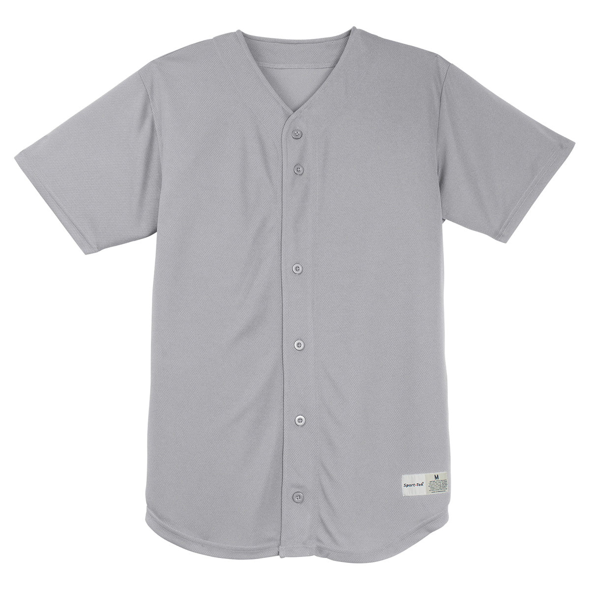 Sport-Tek Men's Silver PosiCharge Tough Mesh Full-Button Jersey: Ideal for Corporate and Sports Teams