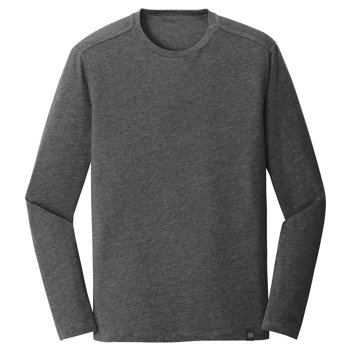New Era Men's Stylish Black Heather Heritage Blend Long Sleeve Crew Tee