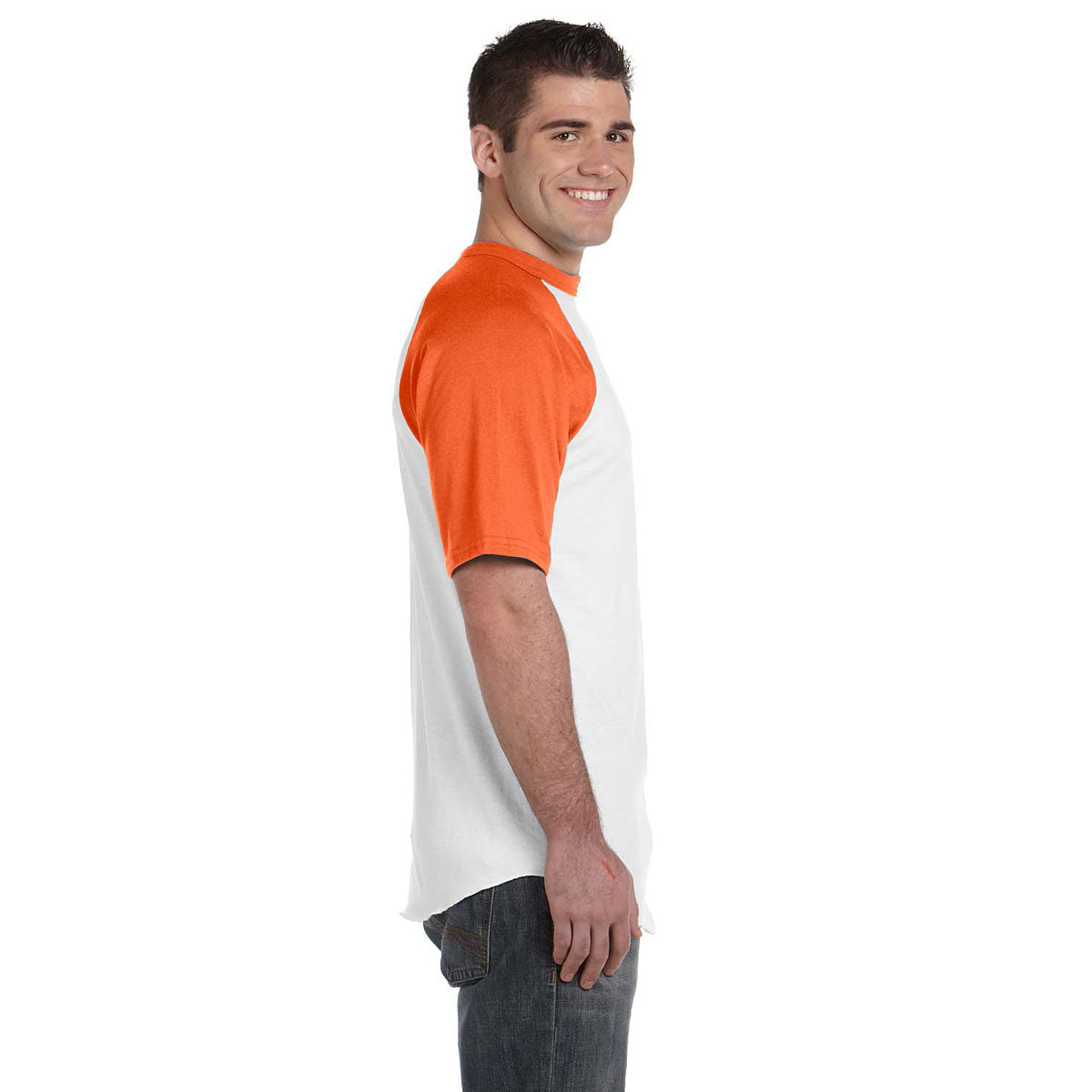 Augusta Sportswear Men's Stylish White/Orange Short-Sleeve Baseball Jersey