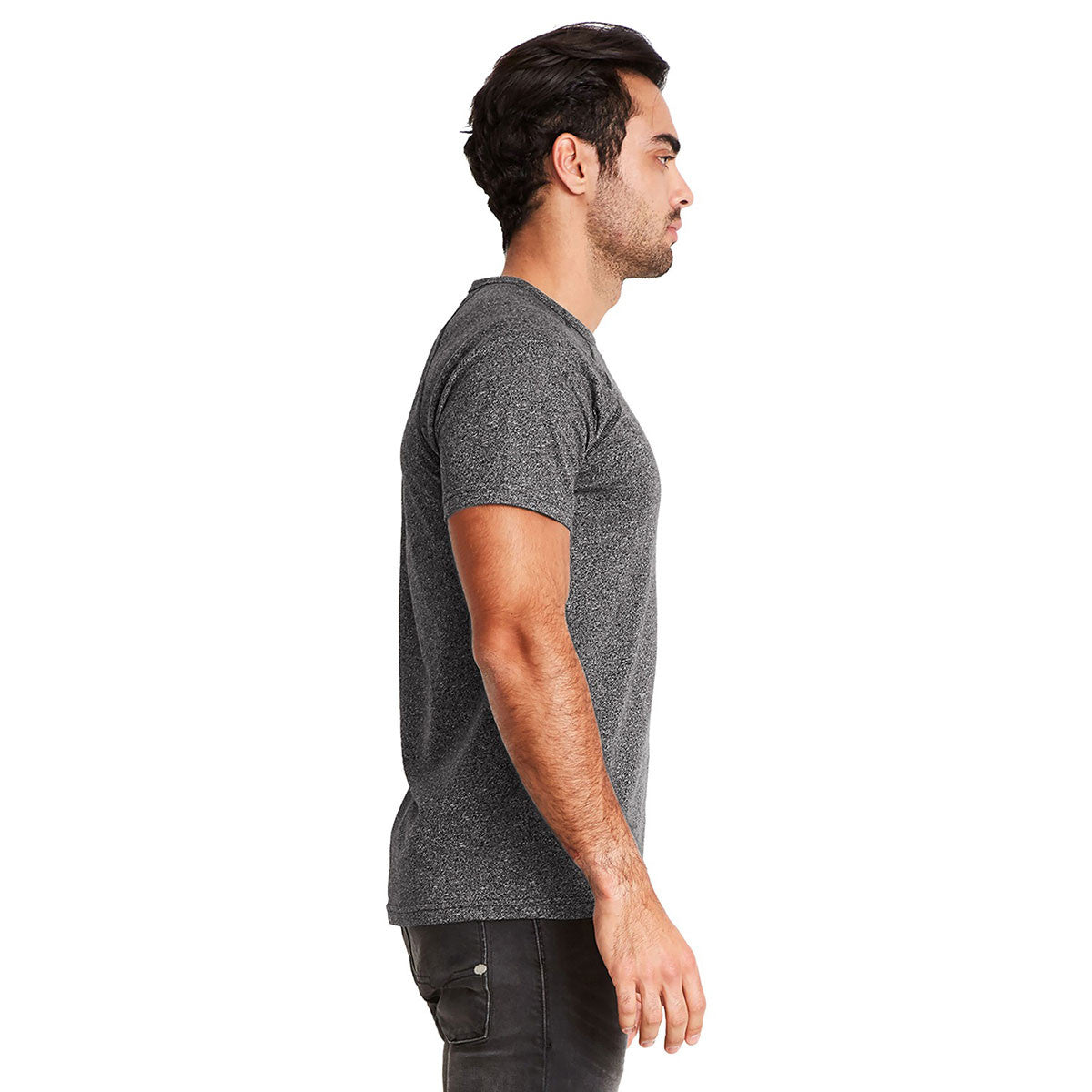 Next Level Men's Stylish Black Mock Twist Short-Sleeve Raglan T-Shirt