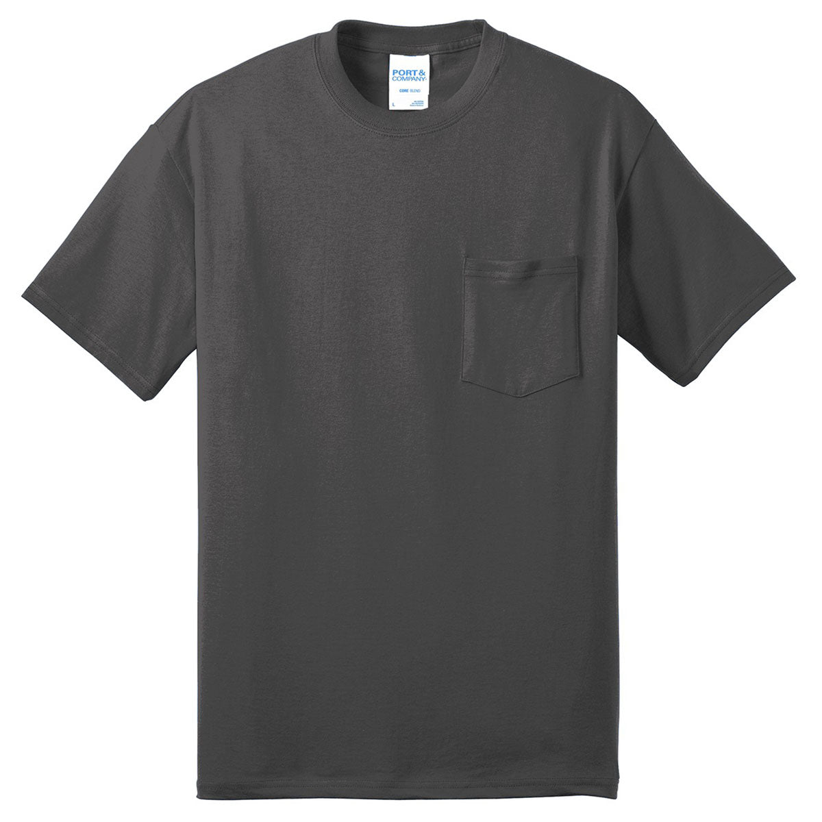 Port & Company Men's Charcoal Core Blend Pocket Tee - A Sustainable and Stylish Choice