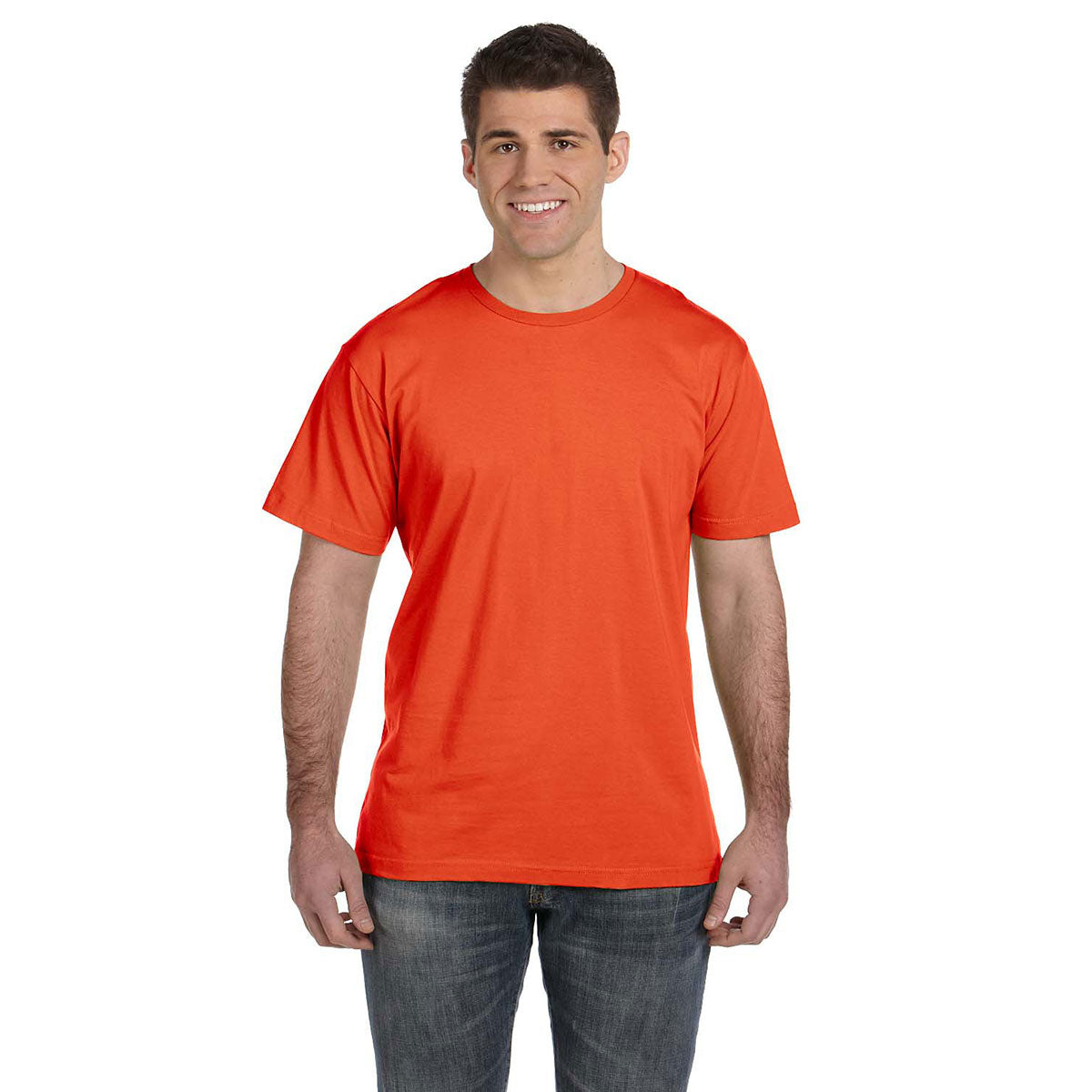 LAT Men's Vibrant Orange Fine Jersey T-Shirt - Ideal for Brand Promotion