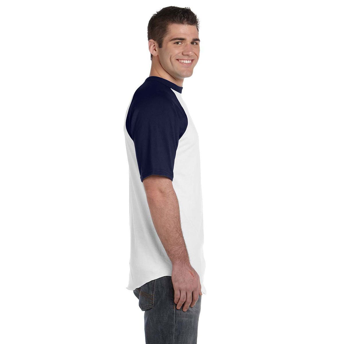 Augusta Sportswear Men's Stylish White/Navy Short-Sleeve Baseball Jersey