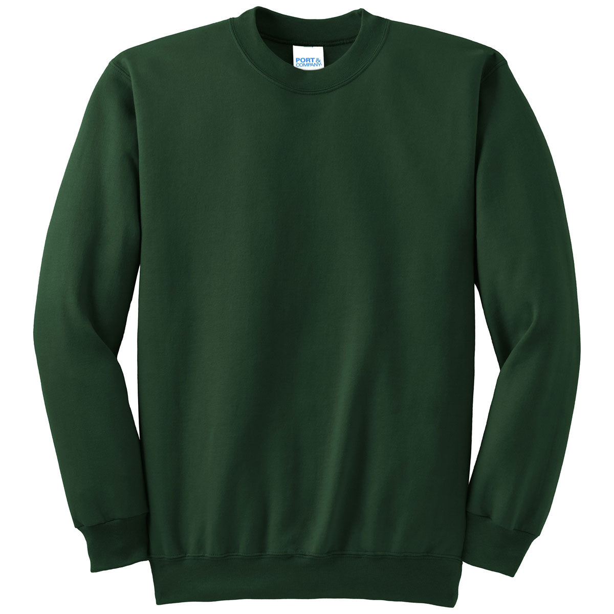 Port & Company Men's Dark Green Tall Essential Fleece Crewneck: The Ultimate Casual Comfort!