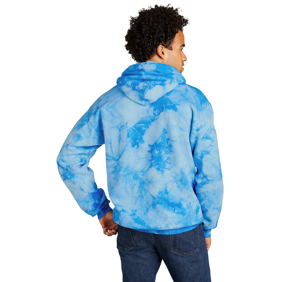 Port & Company Men's Stunning Sky Blue Crystal Tie-Dye Pullover Hoodie