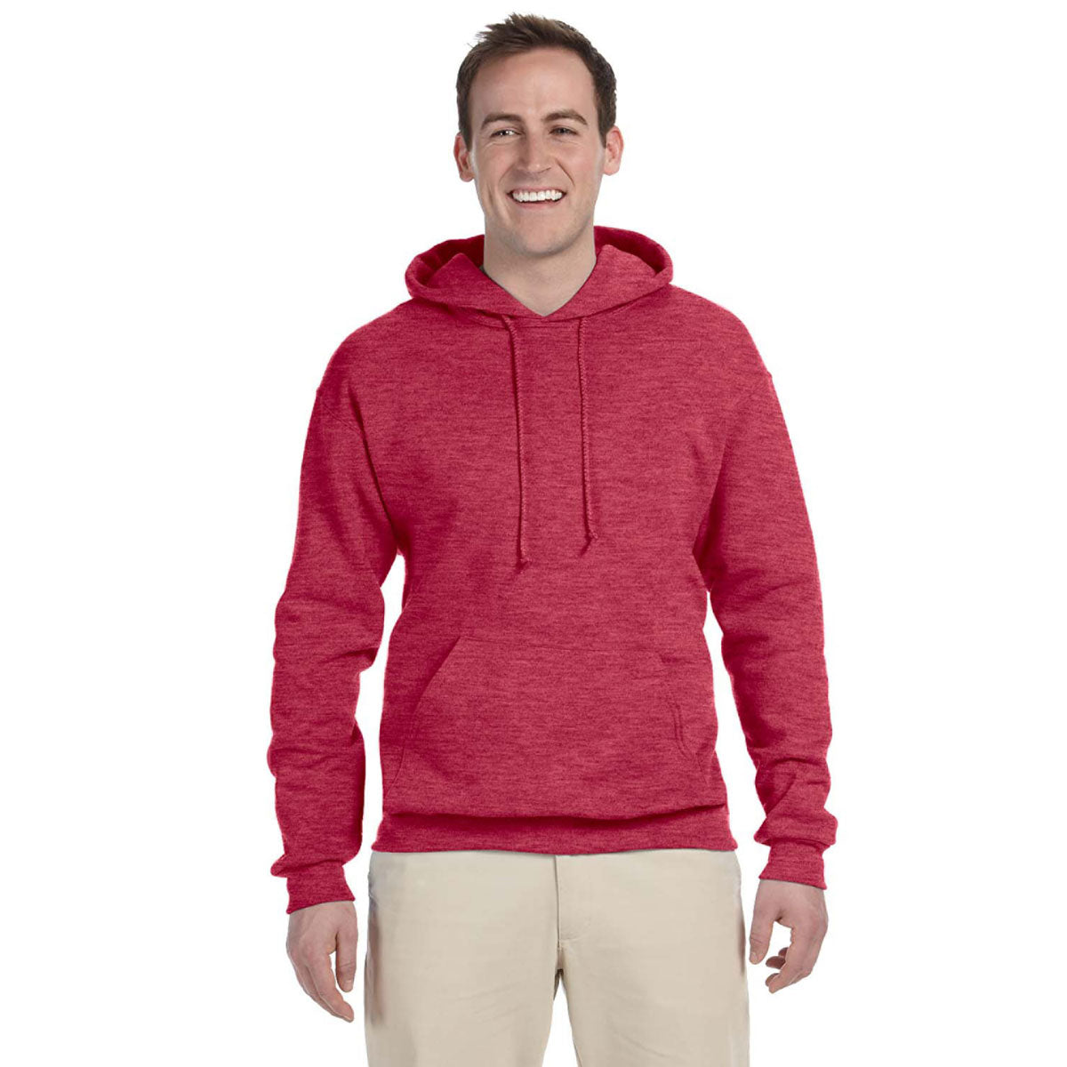 Jerzees Men's Stunning Vintage Heather Red 8 Oz. Nublend Fleece Pullover Hoodie