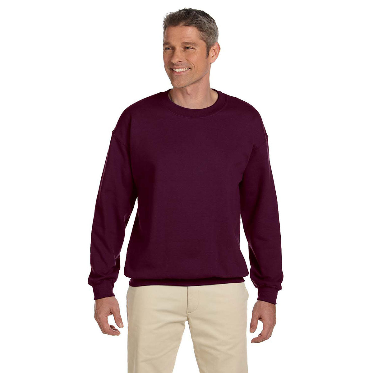 Hanes Men's Stunning Maroon 9.7 oz. Ultimate Cotton 90/10 Fleece Crew - Your Perfect Choice!