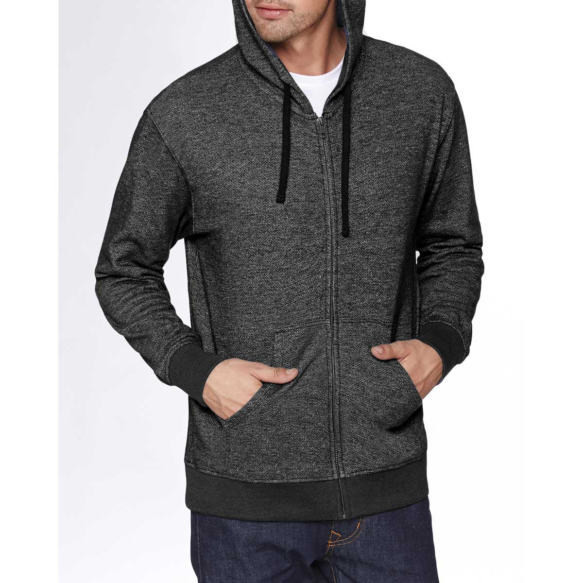 Next Level Unisex Black Denim Fleece Full-Zip Hoodie - The Ultimate Layering Essential
