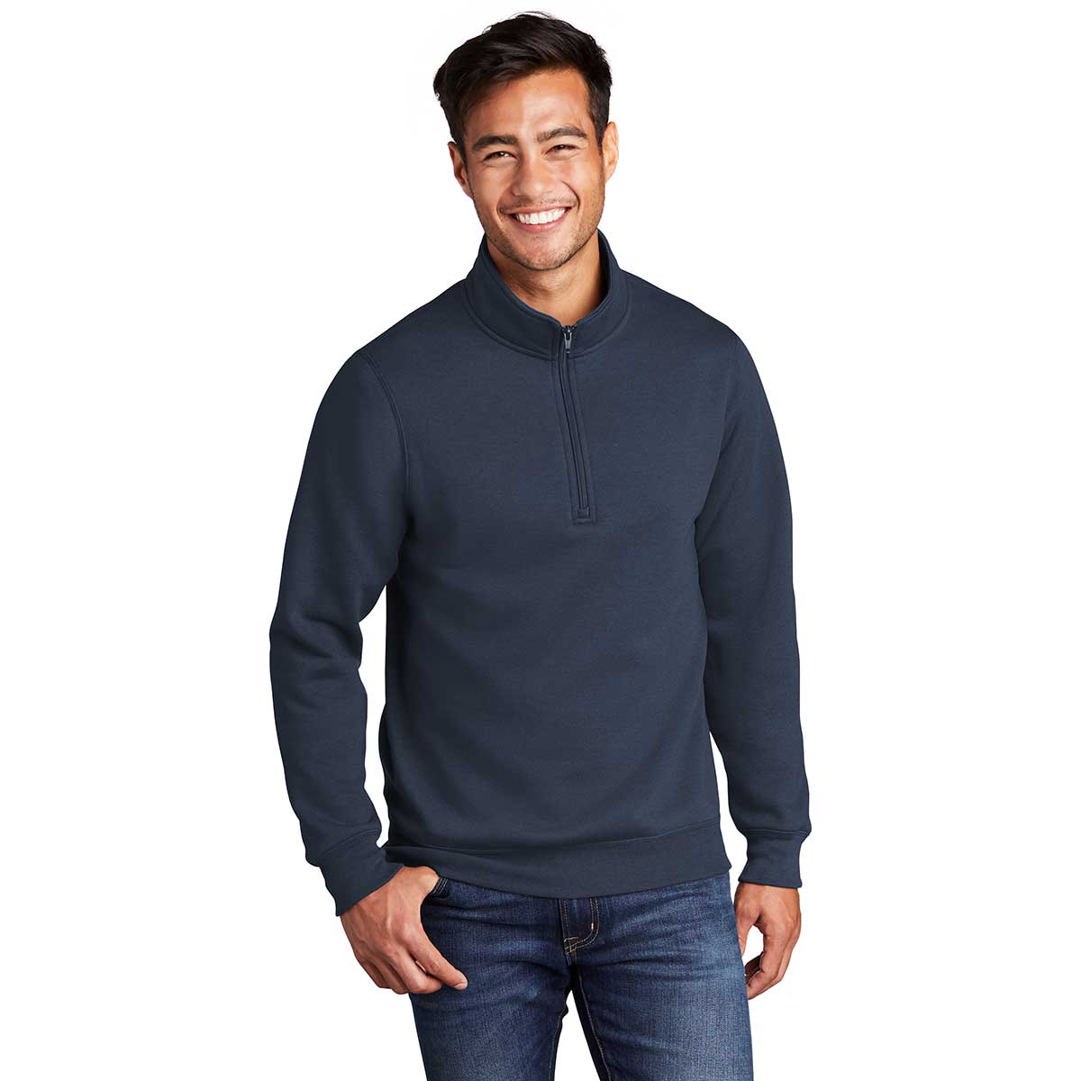 Port & Company Men's Navy Core Fleece 1/4 Zip Stylish Pullover Sweatshirt