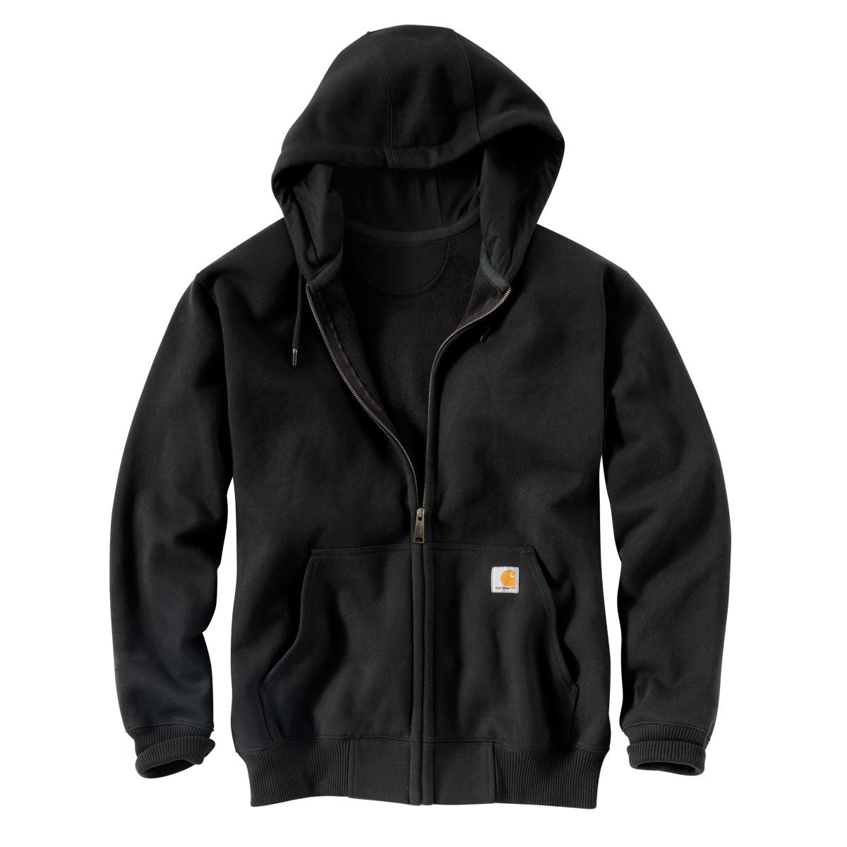 Carhartt Men's Paxton Black Heavyweight Zip-Front Hooded Sweatshirt - Ultimate Convenience!
