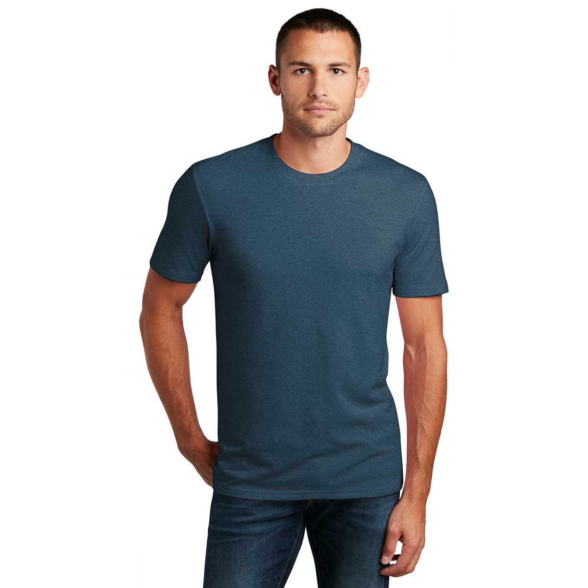 District Men's Stunning Heathered Neptune Blue Flex Tee