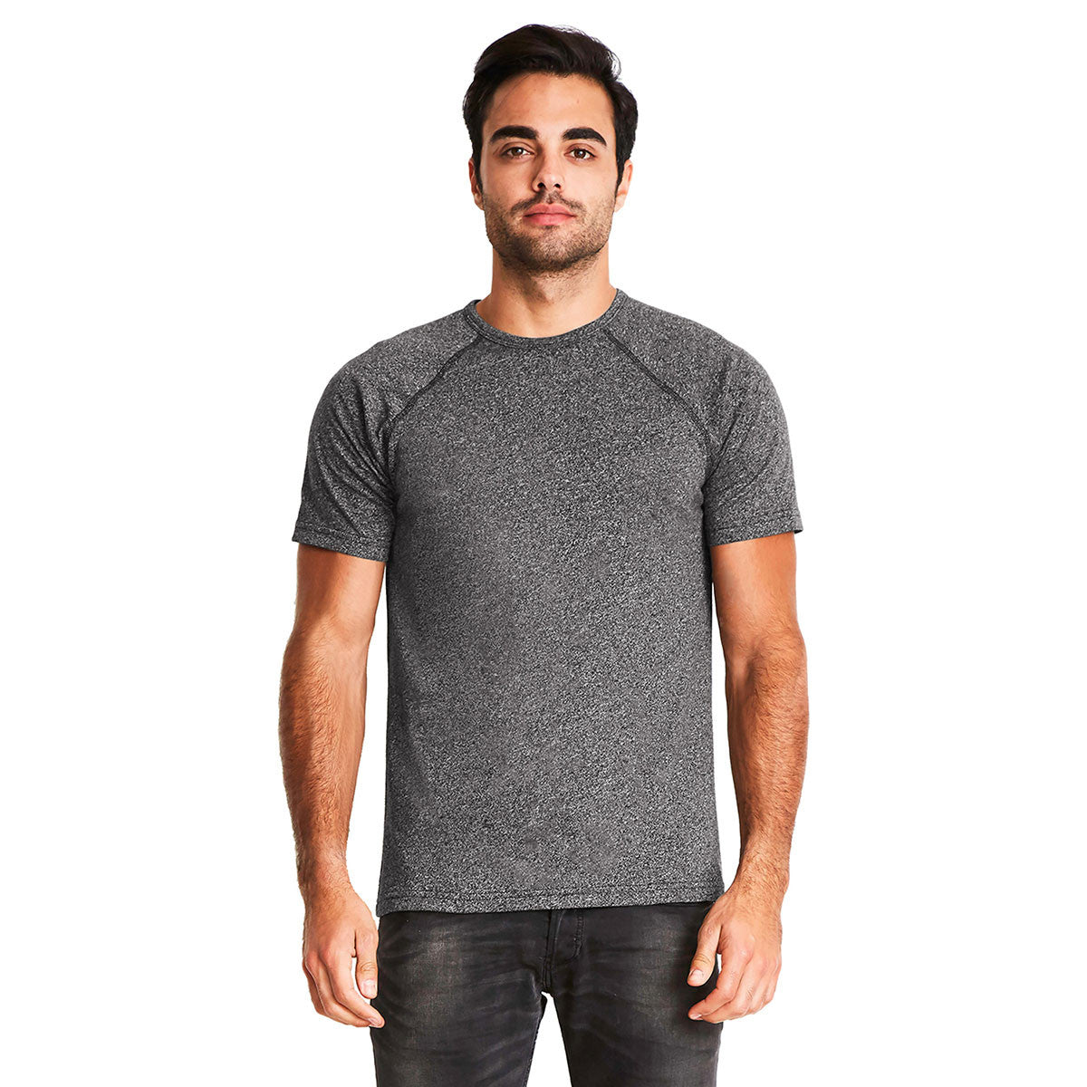 Next Level Men's Stylish Black Mock Twist Short-Sleeve Raglan T-Shirt