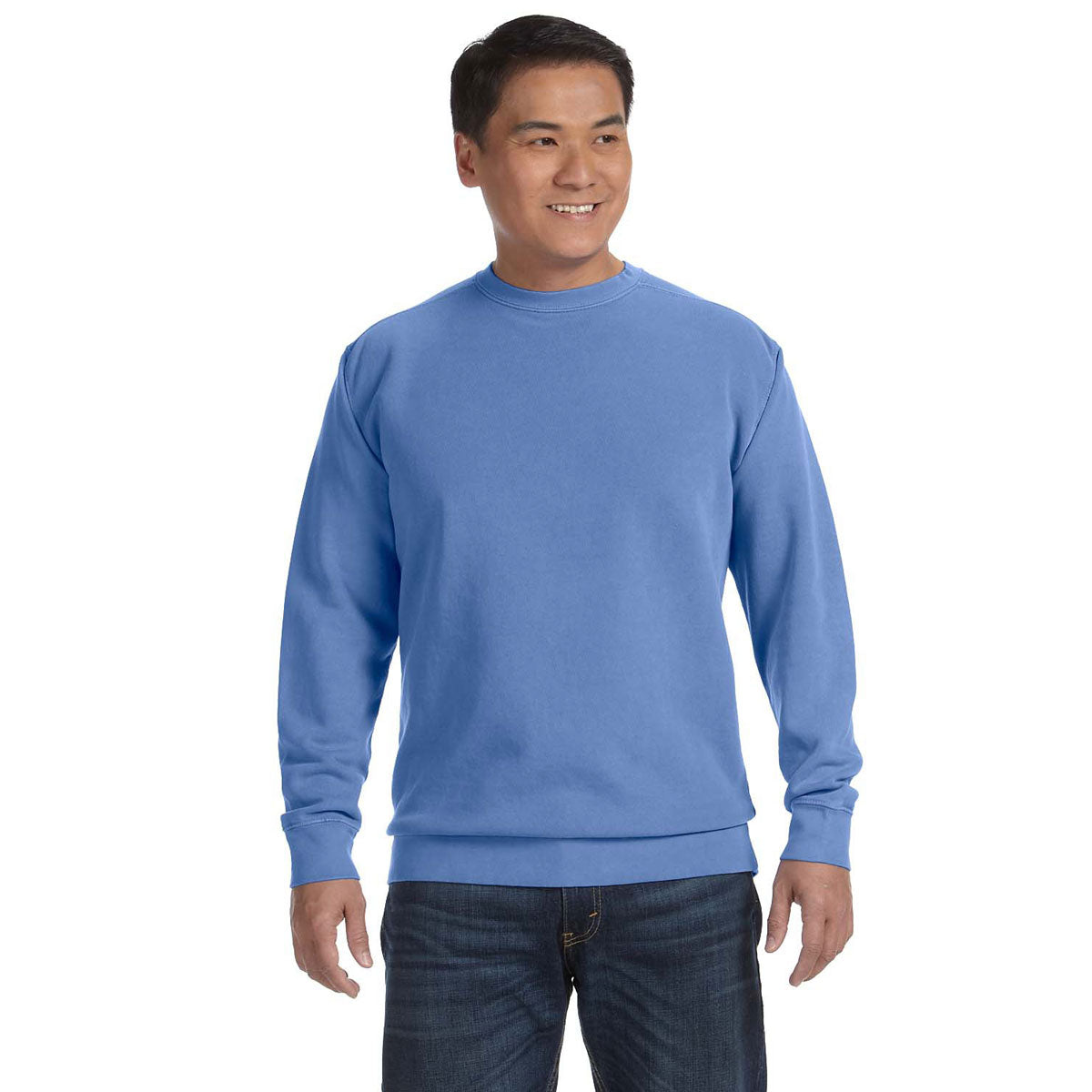 Comfort Colors Men's Flo Blue 9.5 oz. Crewneck Sweatshirt - A Fashionable and Durable Choice