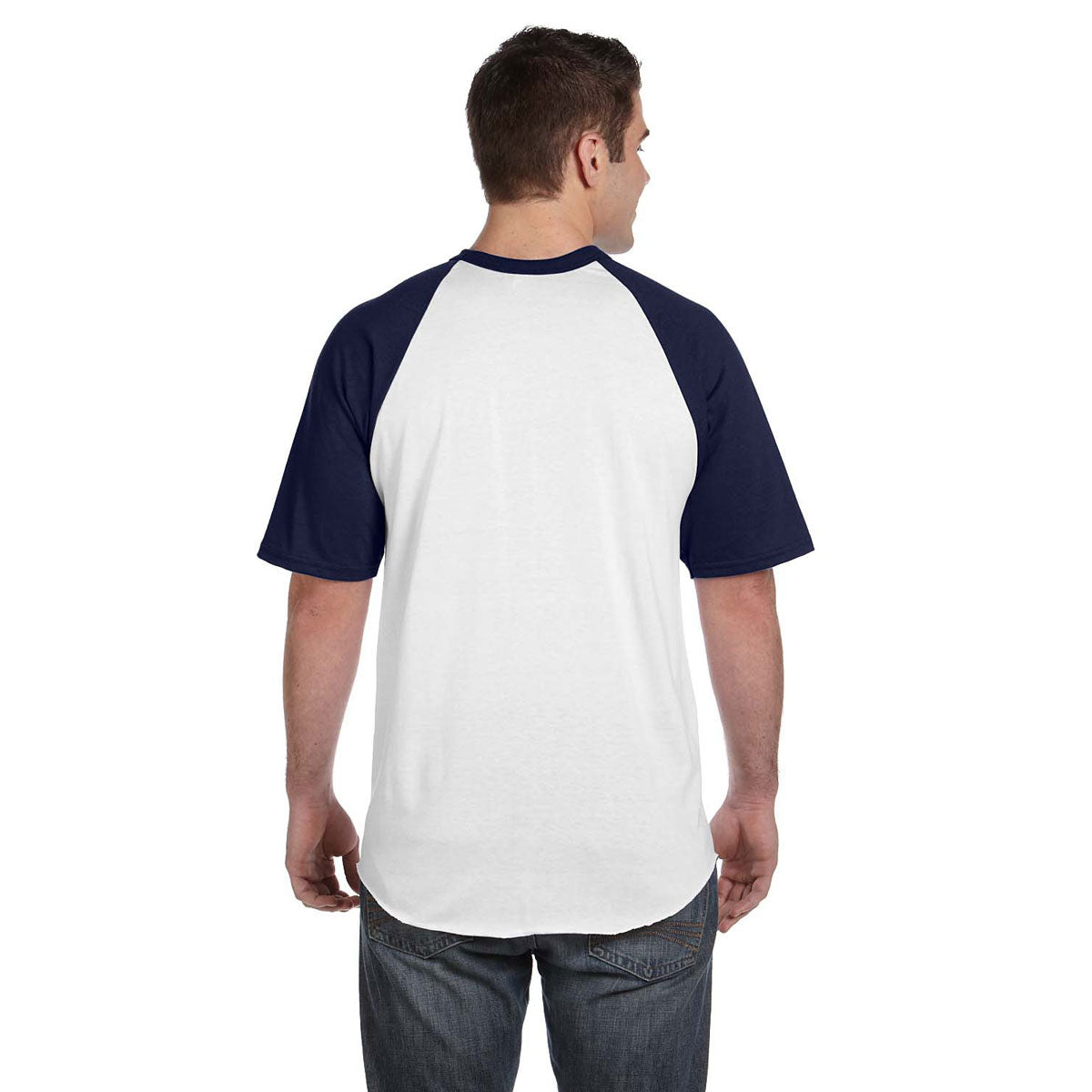 Augusta Sportswear Men's Stylish White/Navy Short-Sleeve Baseball Jersey