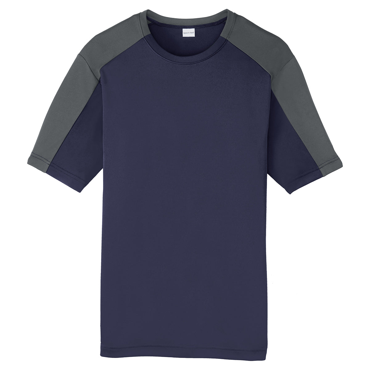 Sport-Tek Men's Stunning True Navy/Iron Grey PosiCharge Competitor Sleeve-Blocked Tee - Elevate Your Style Now!