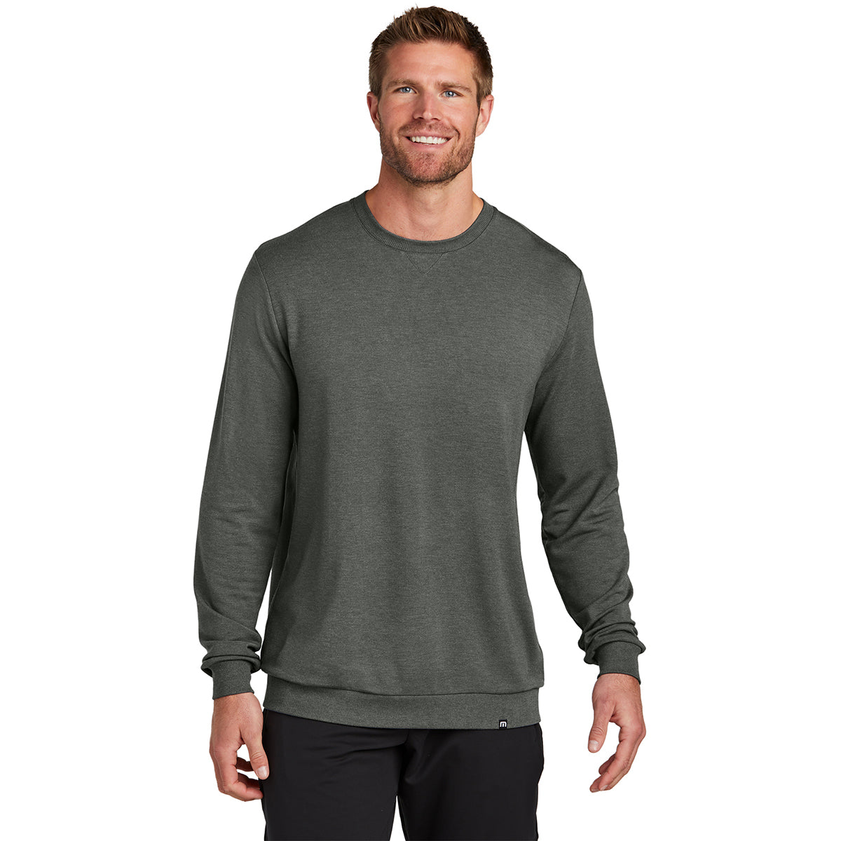 TravisMathew Men's Dark Grey Heather Long Weekend Crew - The Ultimate Versatile Shirt