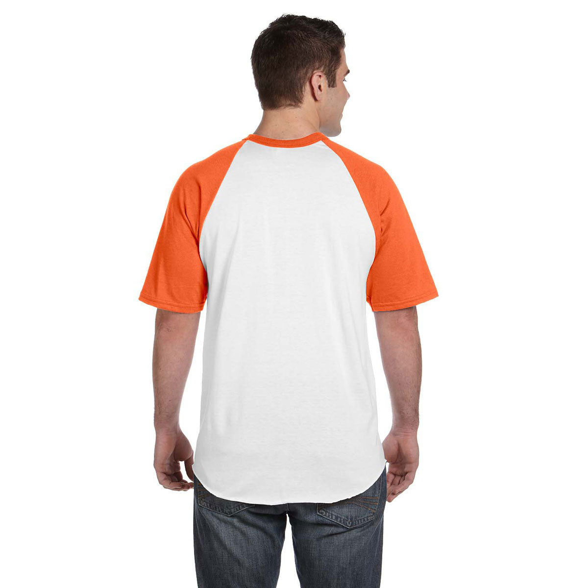 Augusta Sportswear Men's Stylish White/Orange Short-Sleeve Baseball Jersey