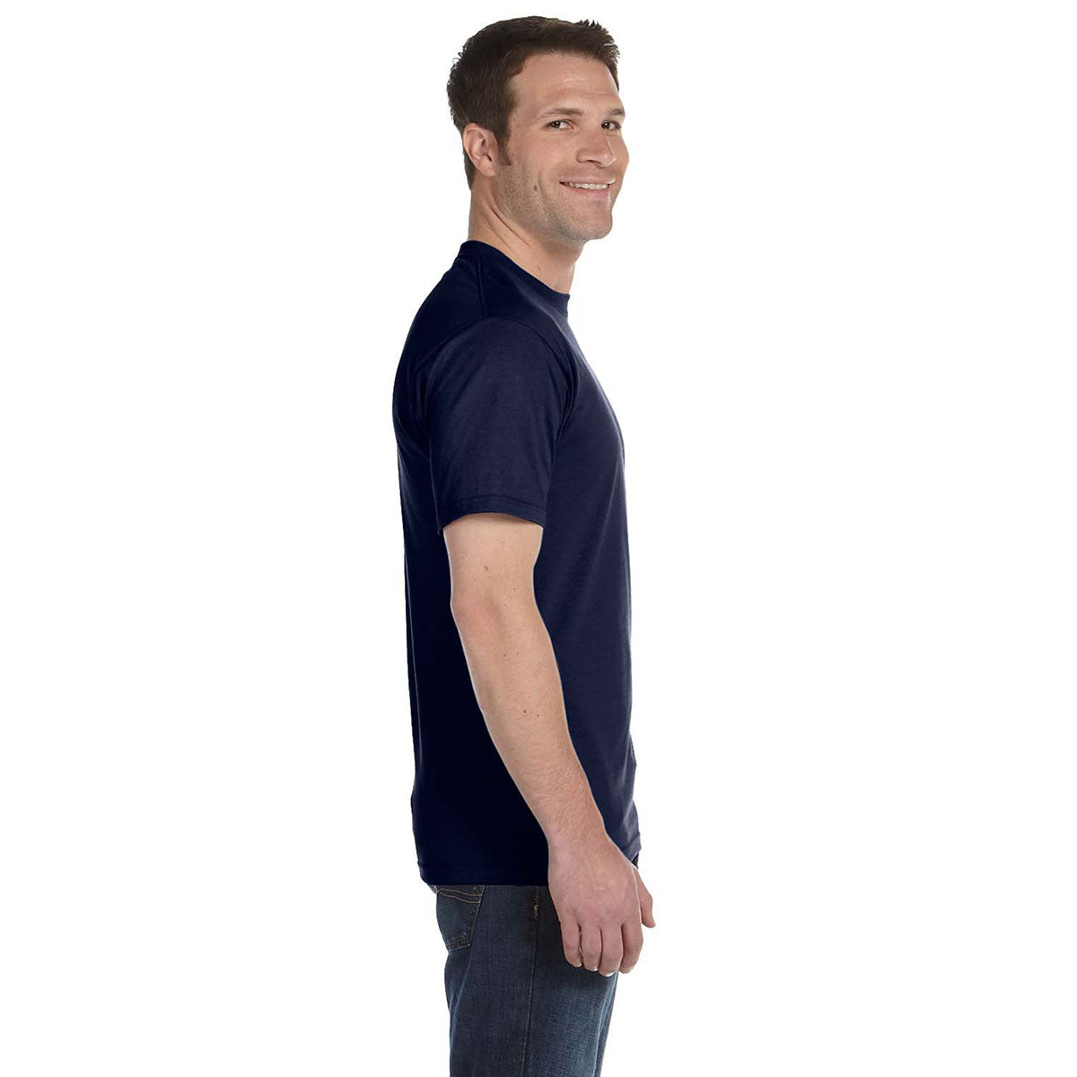 Hanes Men's Navy ComfortSoft Cotton T-Shirt - 5.2 oz, Customizable!